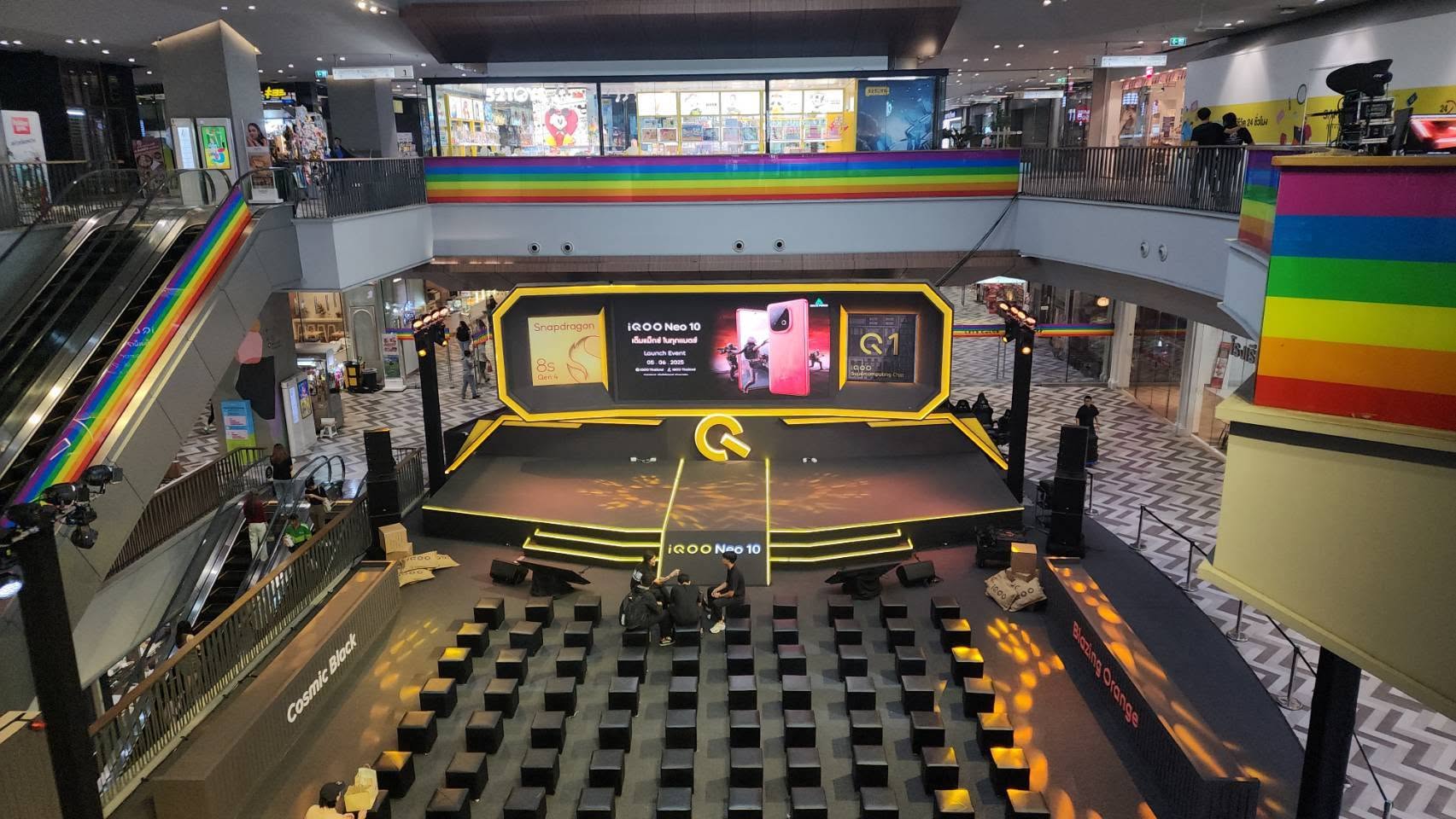 iQOO Neo 10 mall launch stage aerial